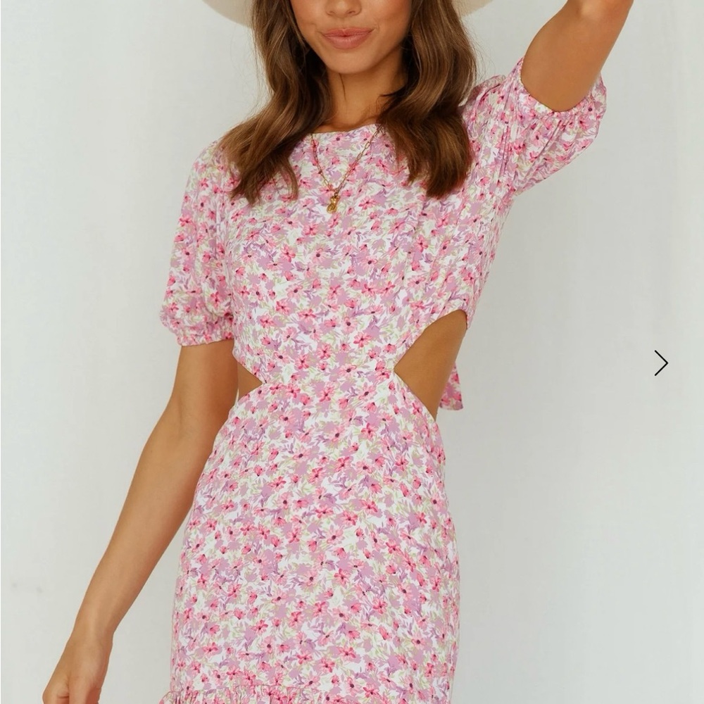 Hello Molly Floral Pink Cutout Dress